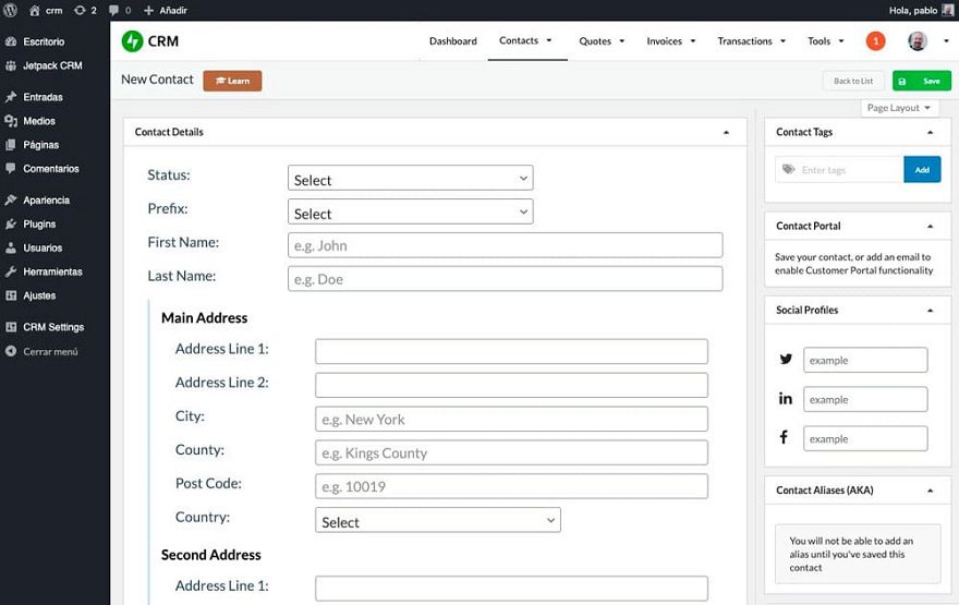 Jetpack CRM plugin Woo/WP