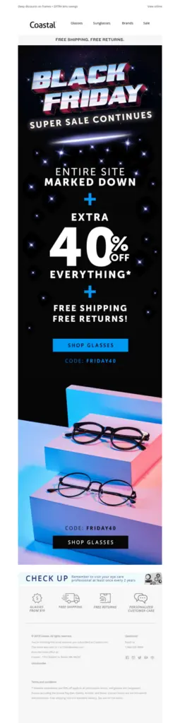 black friday email example holiday campaign