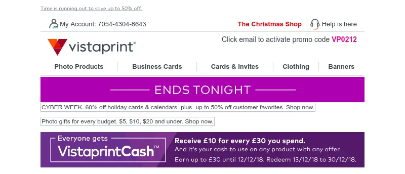 shopping holiday offer example