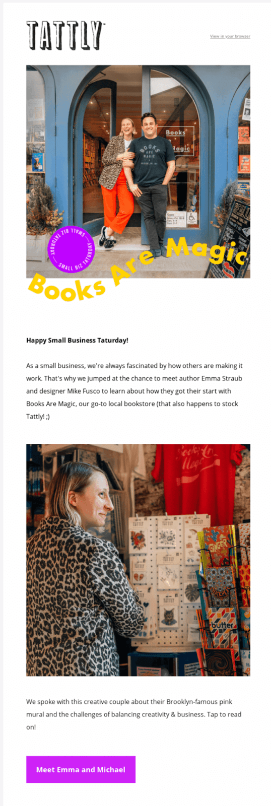 This Small Business Saturday idea shows an email that promotes multiple local businesses.