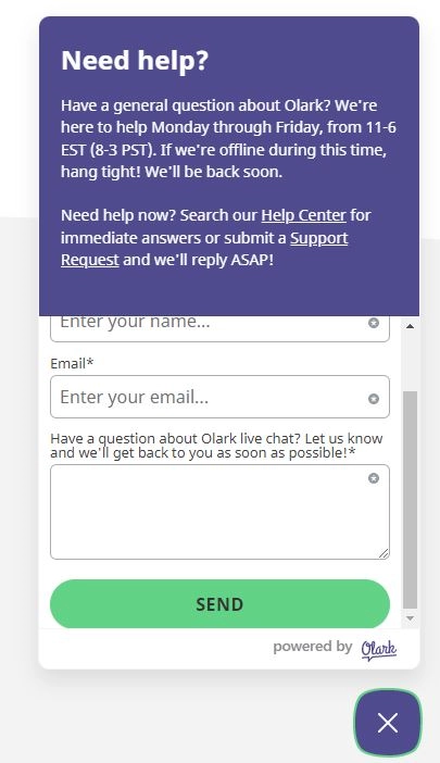 One of the best live chat software for small business by Olark.