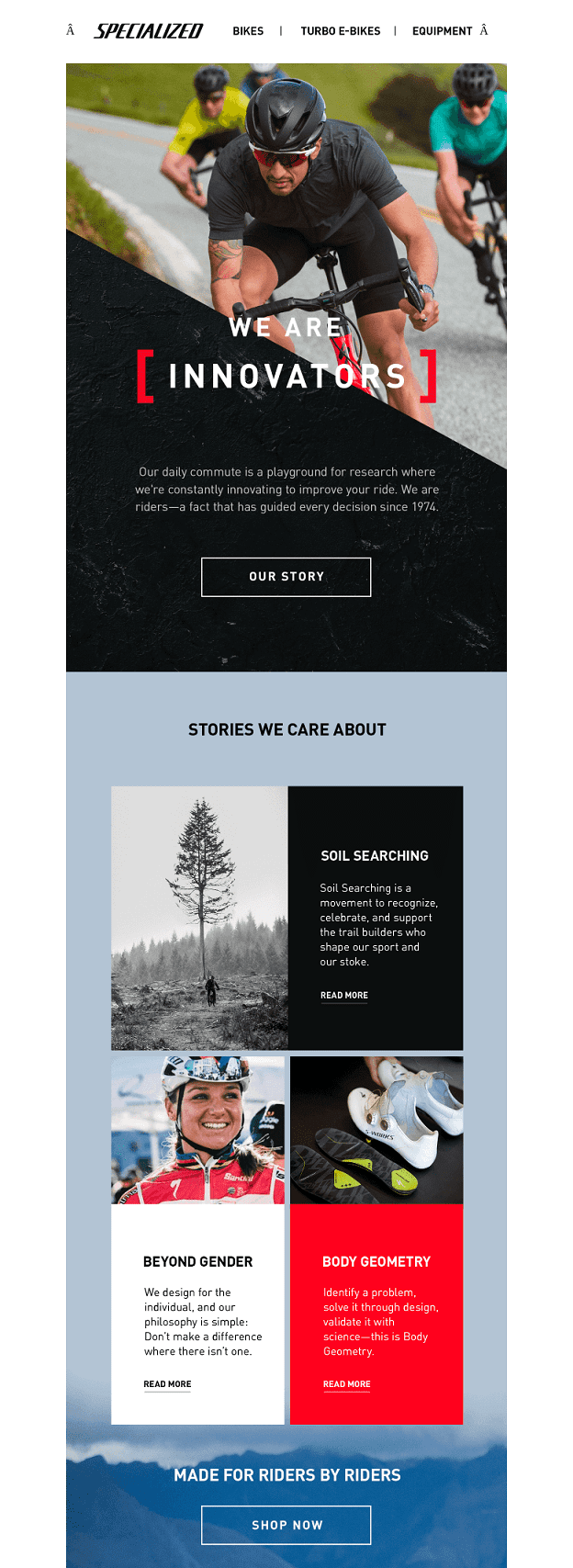 brand story newsletter from a Shopify business