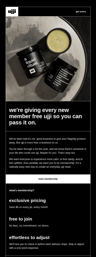 an email welcoming subscribers