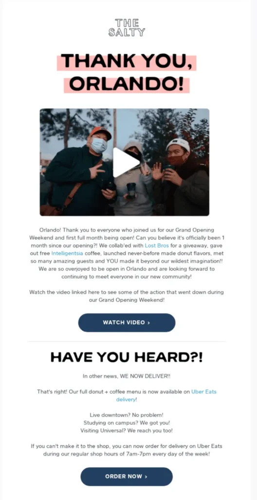 This is an email from a local business that sent a thank you email with pictures of people from their local community who came to their Small Business Saturday event.