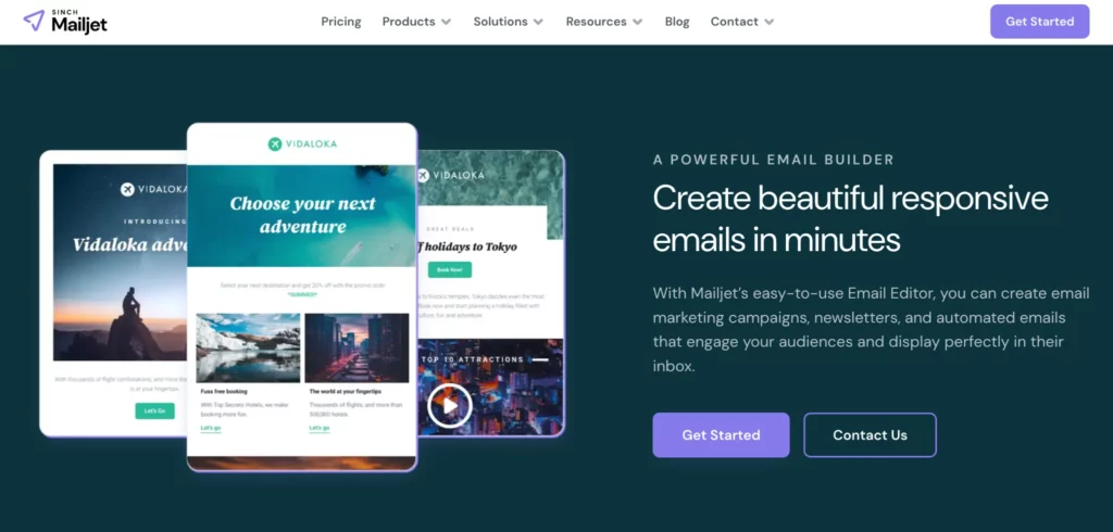 Landing page of Mailjet, a Mad Mimi alternative