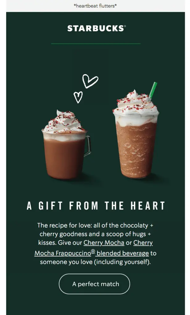 Christmas email example by Starbucks