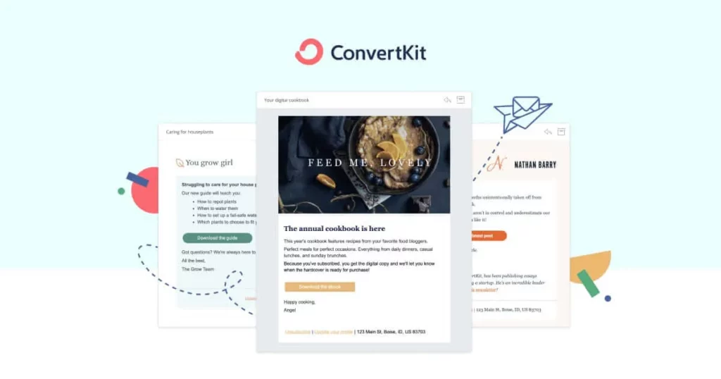 Newsletter examples from ConvertKit, a Substack alternative