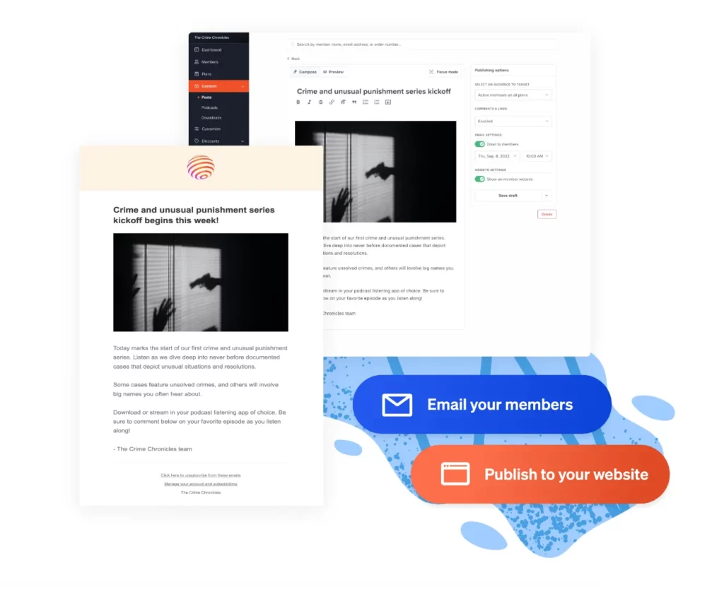 Emails in Memberful, a Substack alternative