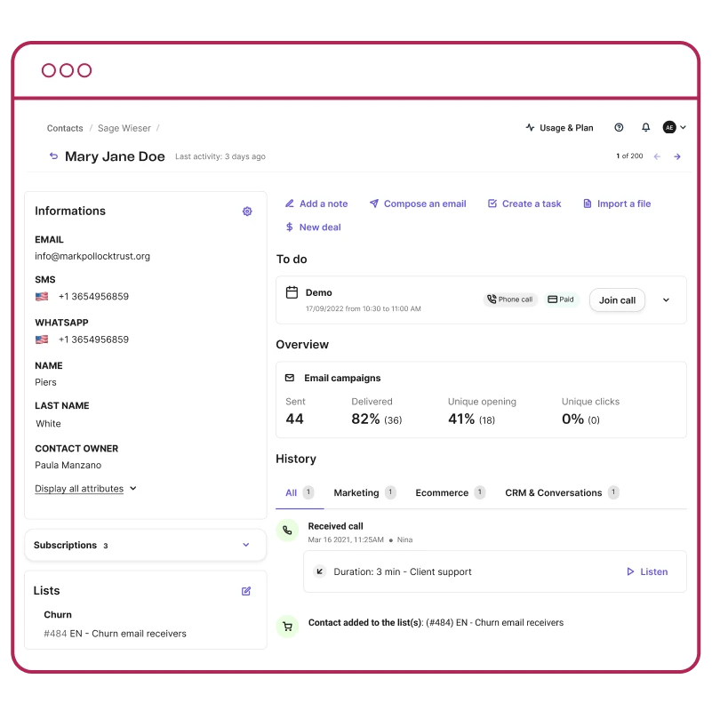 Integrated CRM and Sales Tools