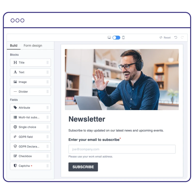 Brevo's drag-and-drop signup form builder