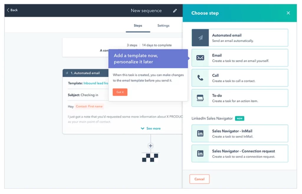 Interface of HubSpot, a Keap alternative