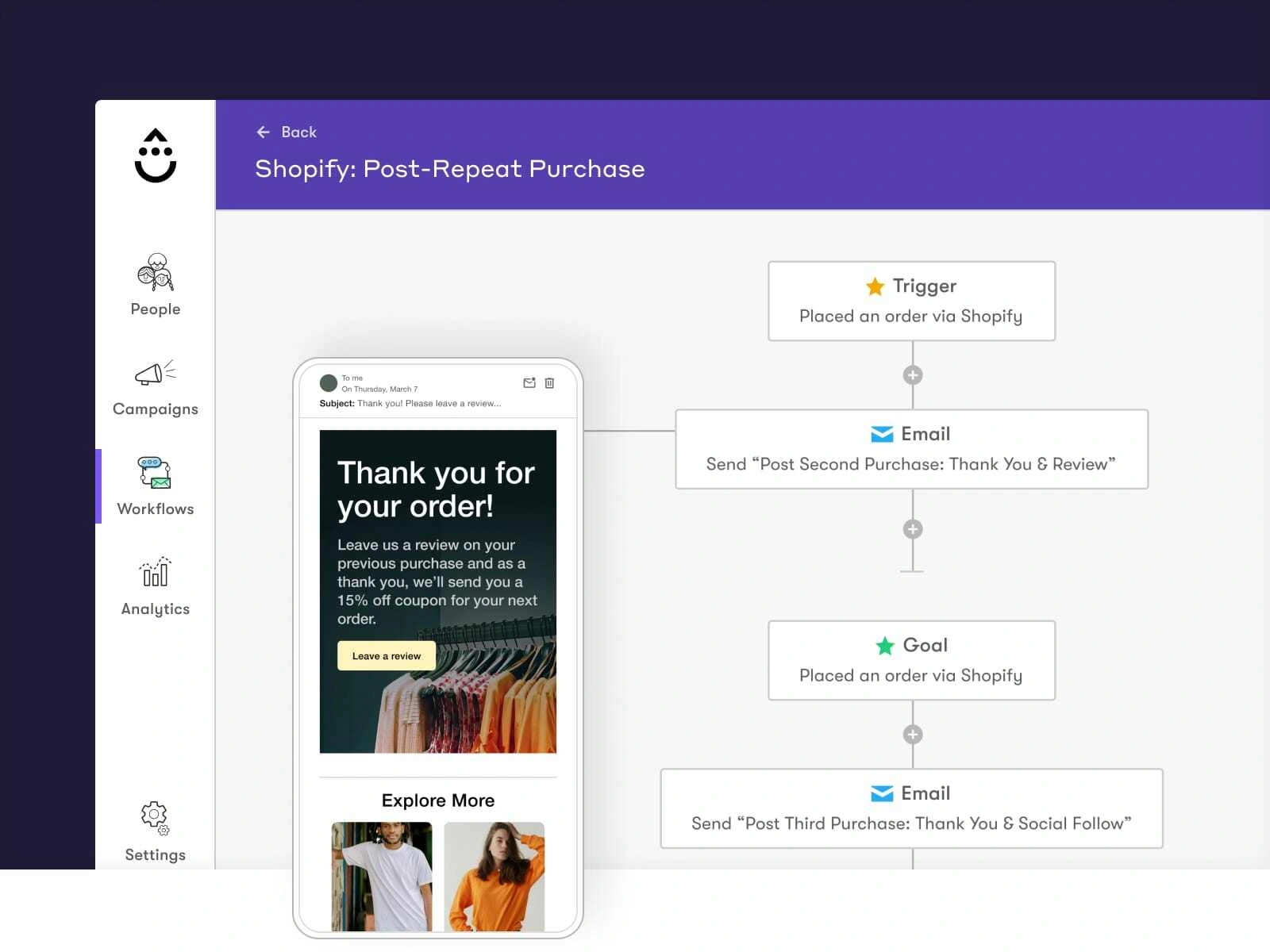Screenshot of Drip, a Klaviyo alternative