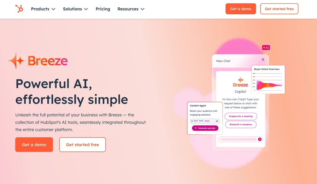 HubSpot AI landing page