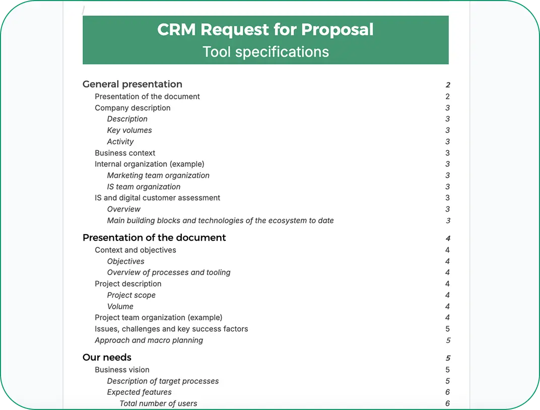 Request for proposal template - the base of your RFP