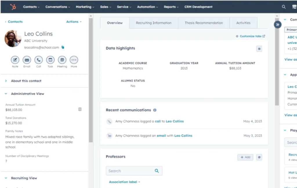 HubSpot CRM dashboard