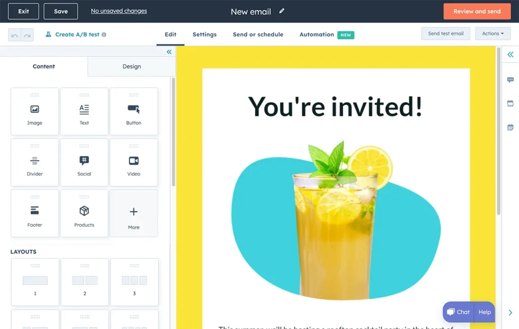 HubSpot newsletter builder