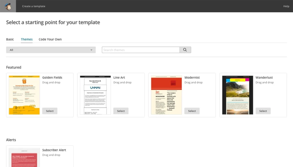 Mailchimp newsletter template gallery