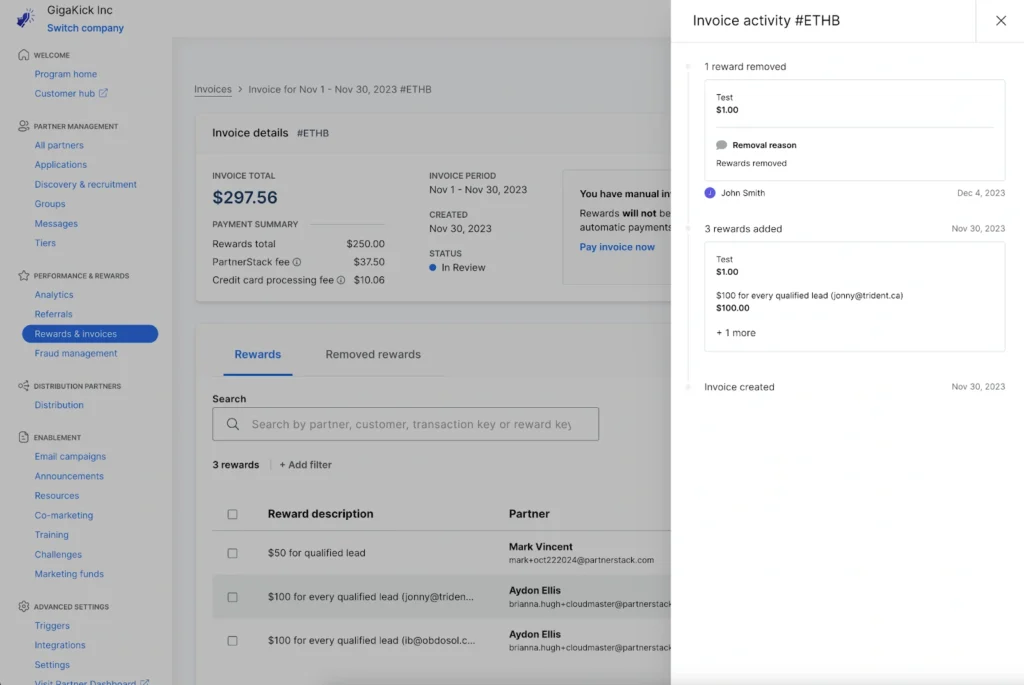 PartnerStack affiliate marketing dashboard