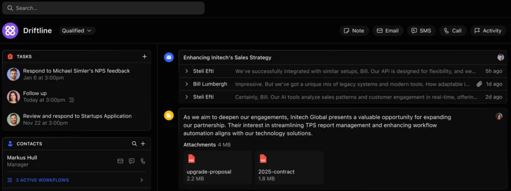 Close CRM interface