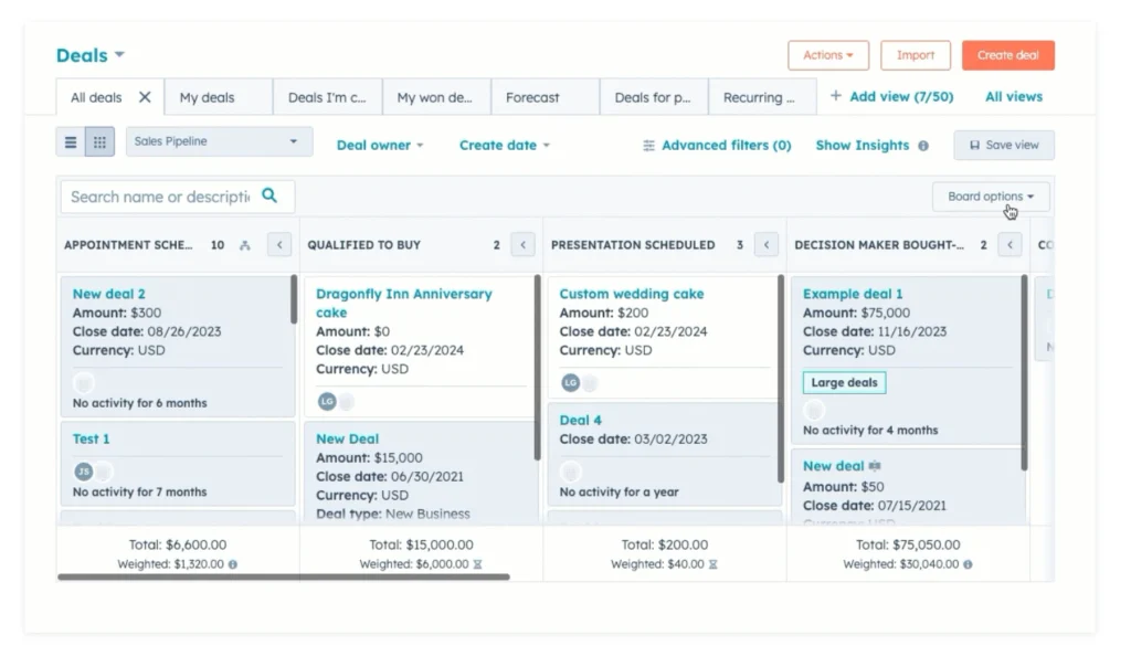 HubSpot CRM interface