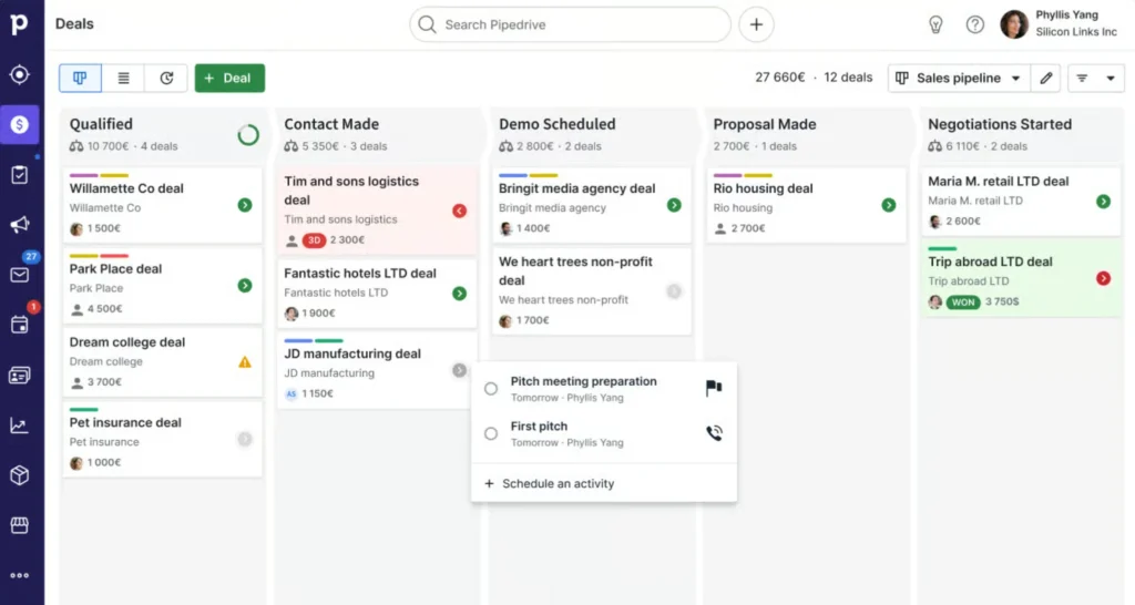 Pipedrive CRM interface
