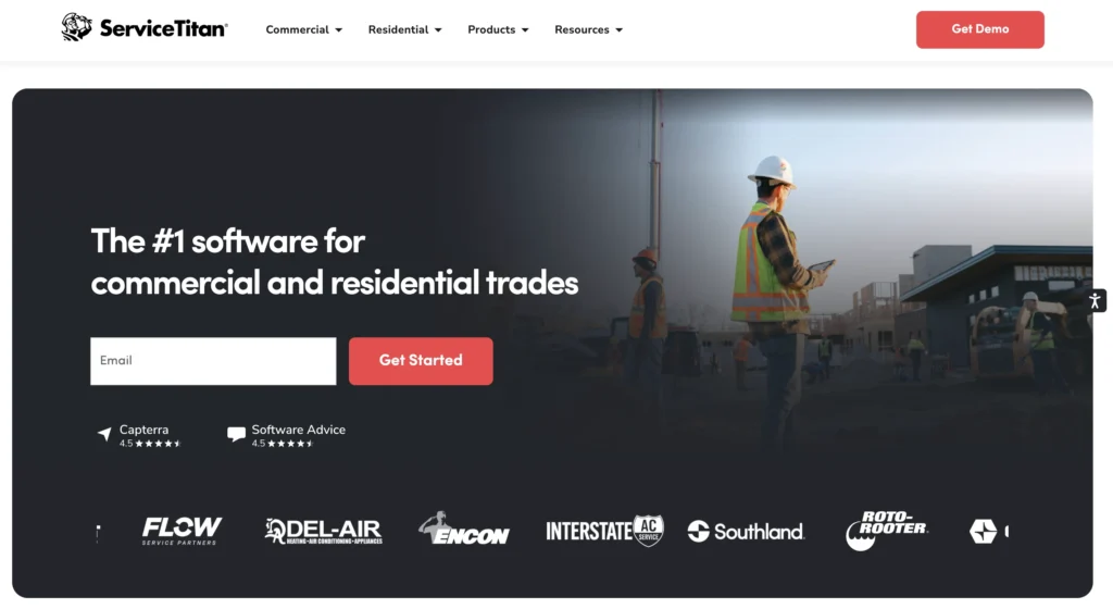 Homepage of ServiceTitan, a CRM for HVAC companies