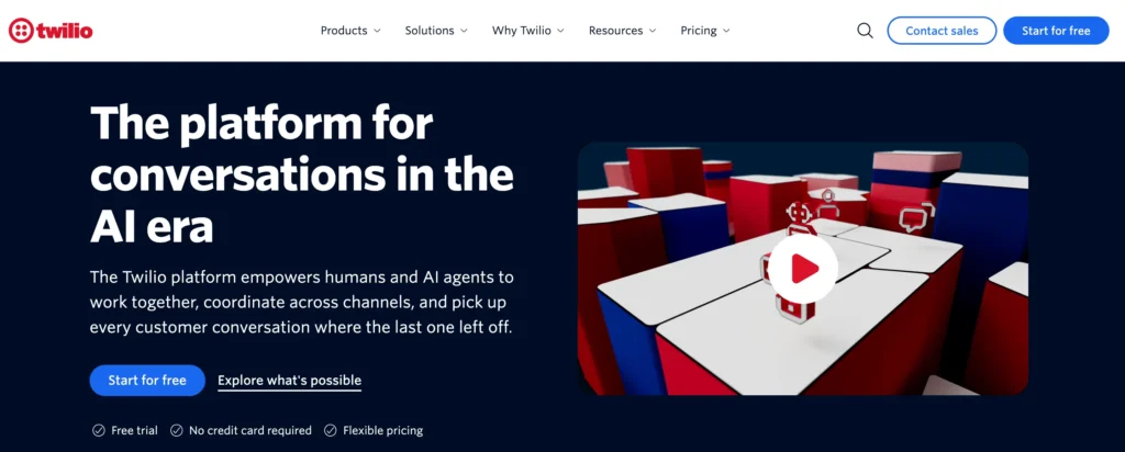Homepage of Twilio, a popular customer engagement platform