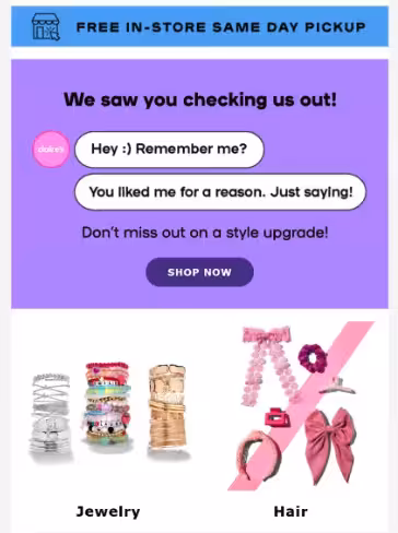 browse abandonment email example