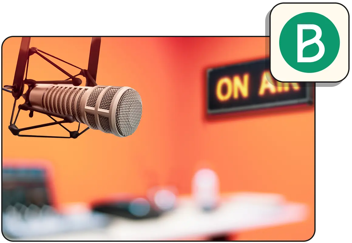 image of microphone and Brevo logo